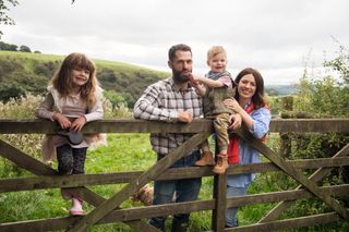 Kelvin Fletcher and family on their farm.