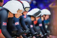 Josie Knight leading the British women's team pursuit squad at the Olympics