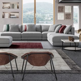 ScS Incanto D'Artista corner sofa in grey in a large living room