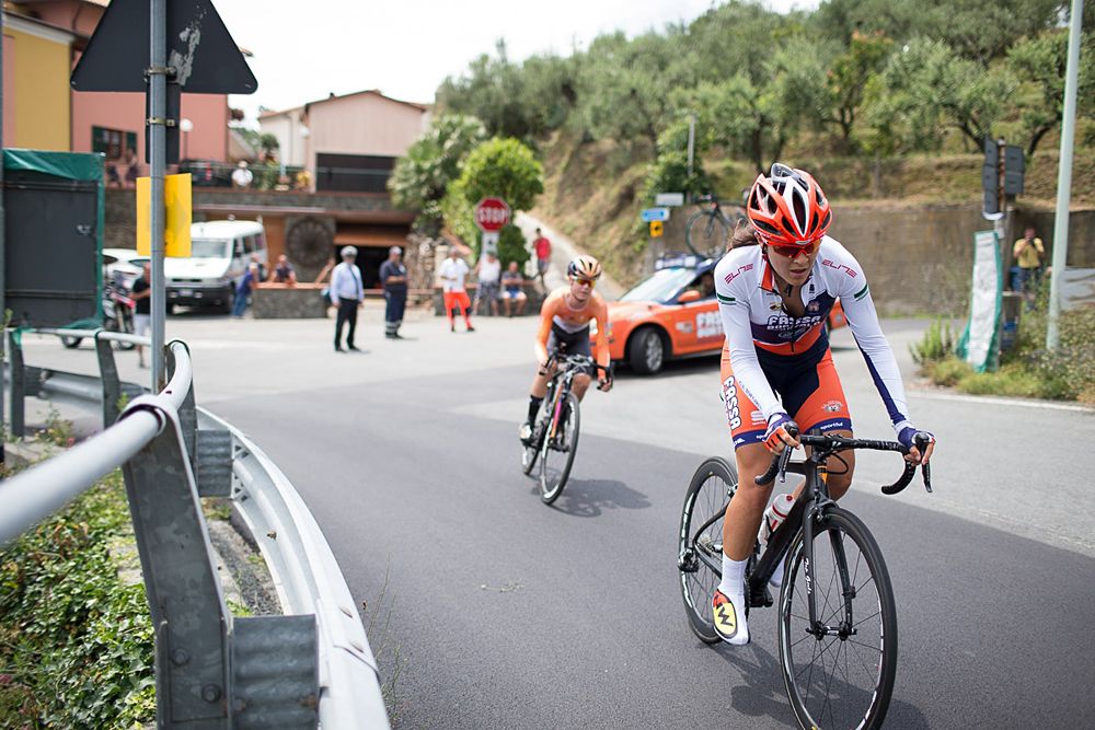 Asja Paladin (ITA) of Top Girls Fassa Bortolo Cycling Team is about to be overtaken by Amalie Dideriksen (DEN) of Boels-Dolmans Cycling Team during the Giro Rosa 2016 - Stage 7