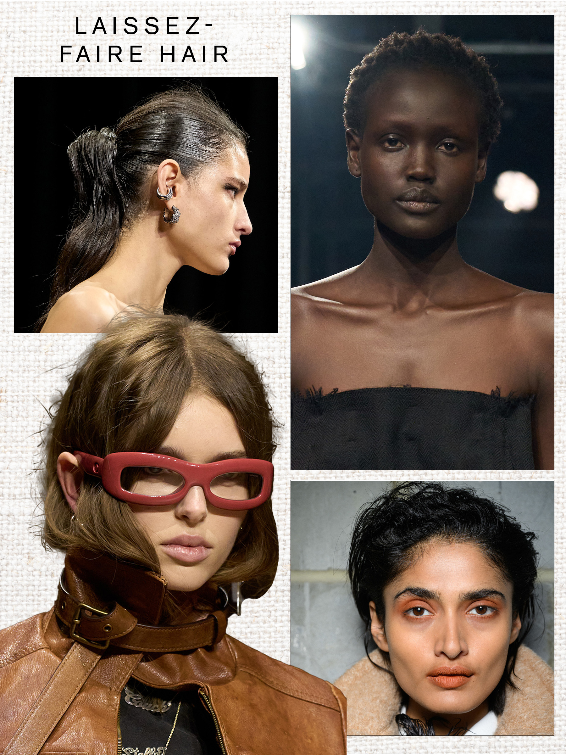 Laissez-Faire Hair Autumn/Winter 2025 Beauty Trend, including looks from Jil Sander, Prada, Coach and S.S. Daley
