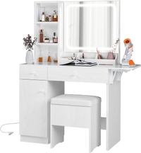 IRONCK Vanity Desk With LED Mirror and Power Outlet | Was $269.99, now $165.73 on Amazon