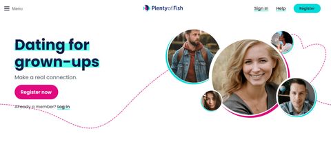 Plenty of Fish Review (image of landing page)