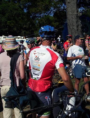 Simon Gillett makes his way through the crowd to start Amy's Ride