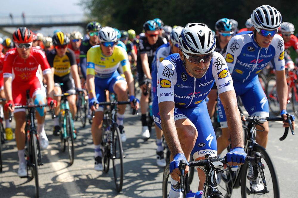 David de la Cruz rides in the peloton during stage 4 at Pais Vasco