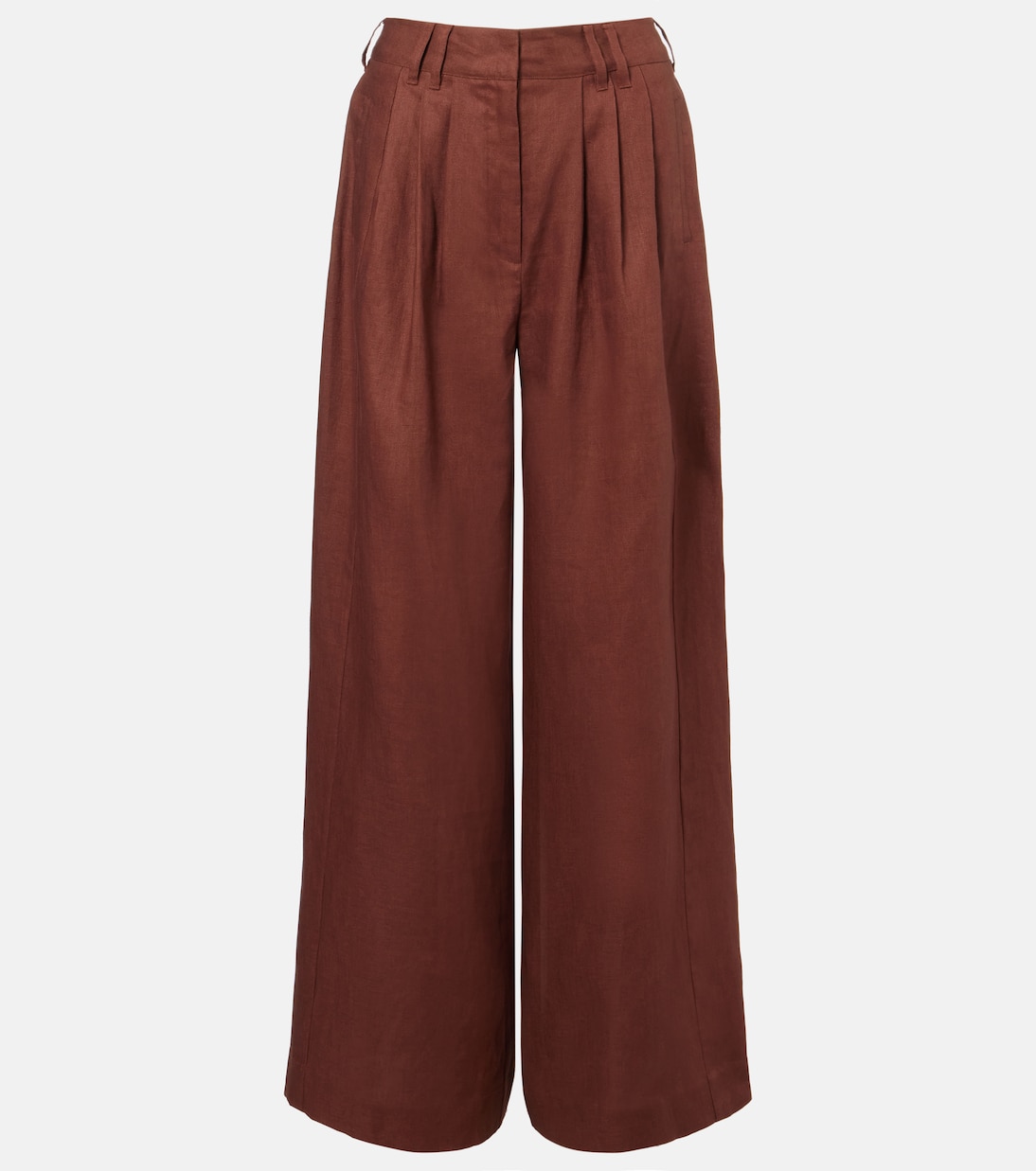 Parker High-Rise Linen Wide-Leg Pants in Brown - Posse