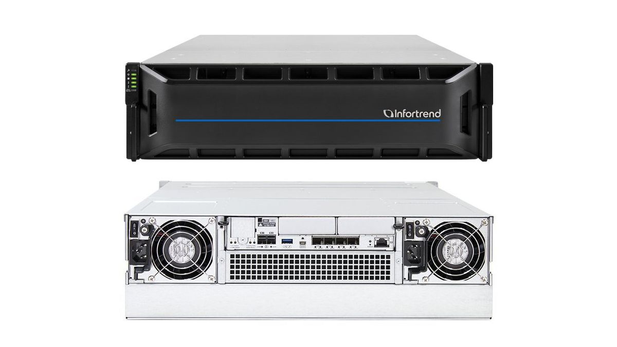 The front and back of the Infortrend EonStor CS 3016G