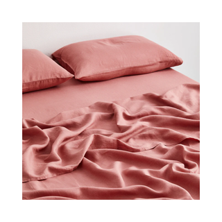 pink clay linen bedding sheet