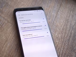 The Recorder app on a Pixel 4 XL