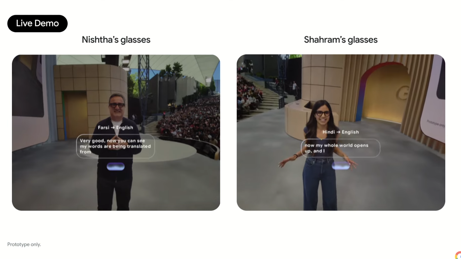 Live Translate Demo using Android XR smart glasses