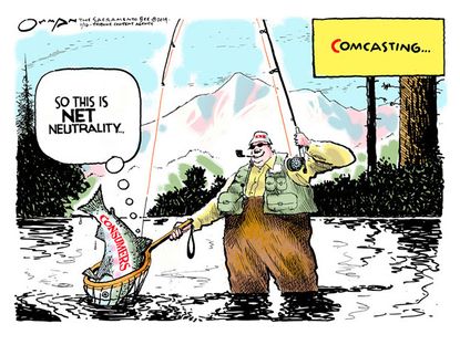 Editorial cartoon Comcast net neutrality