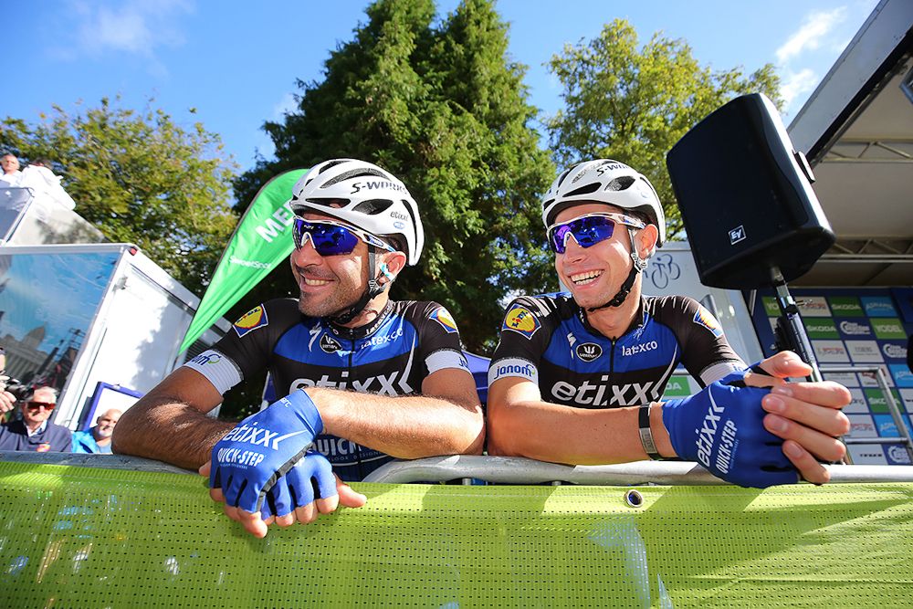 Etixx-QuickStep riders Ariel Maximiliano Richeze and Lukasz Wisniowski
