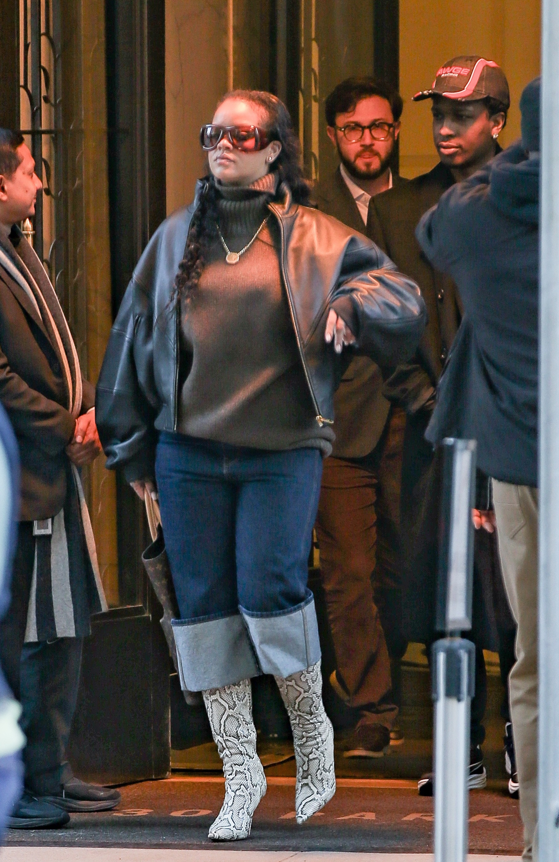 Rihanna was spotted in New York City wearing a high-low look with dark jeans and a rare Louis Vuitton tote bag