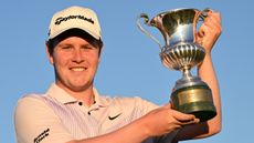 Robert MacIntyre with the trophy after winning the 2022 Italian Open at Marco Simone Golf and Country Club