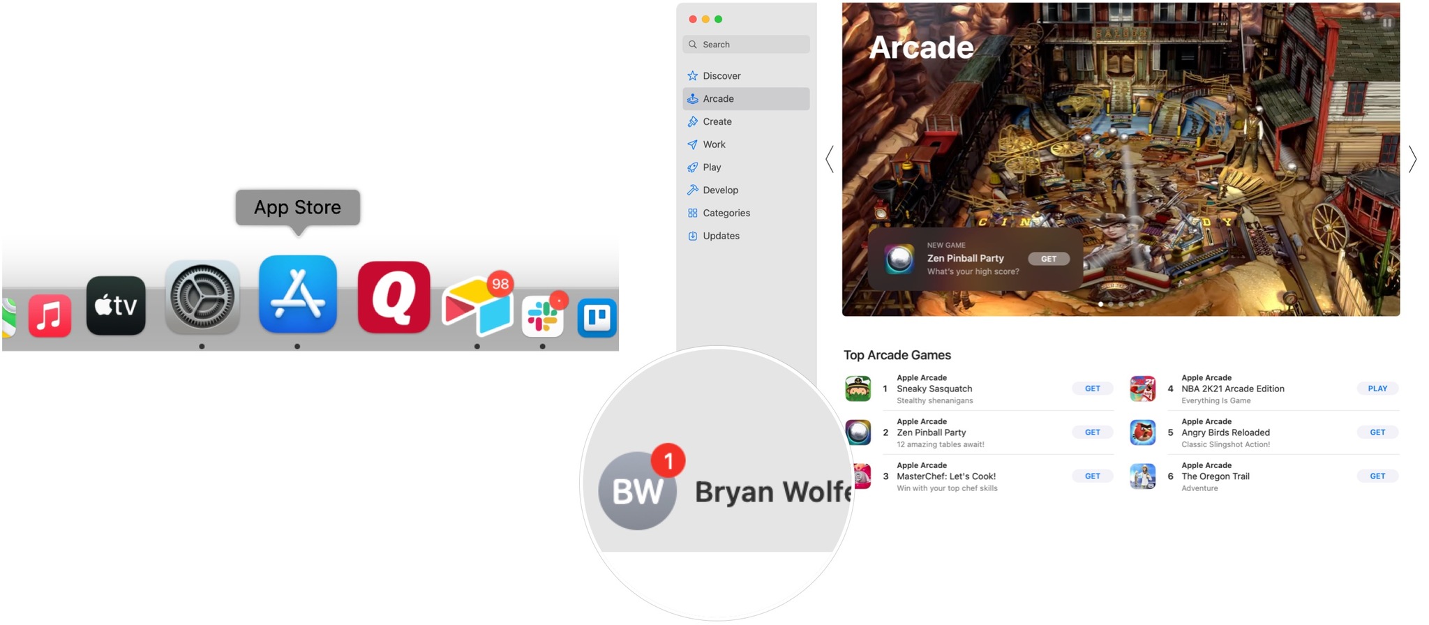 To accept Game Center friend requests on Mac, open the Mac App Store, then click on your account at the bottom left.