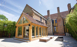 oak frame extension to a listed building