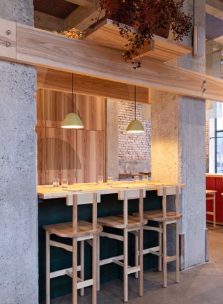 Bar area at Popl, Copenhagen, part of the Noma group