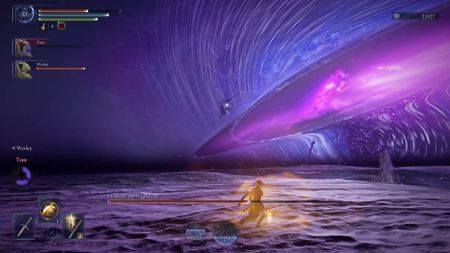 Elden Ring Nighreign Night Aspect Expedition Heolstor floating and opening purple rift in space