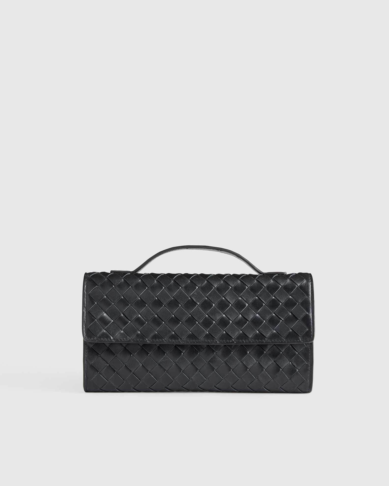 Quince, Italian Leather Handwoven Top Handle Clutch