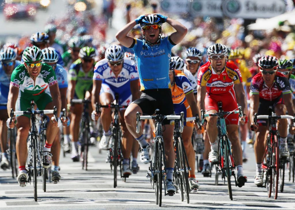 Mark Cavendish winning his first Tour de France stage in 2008