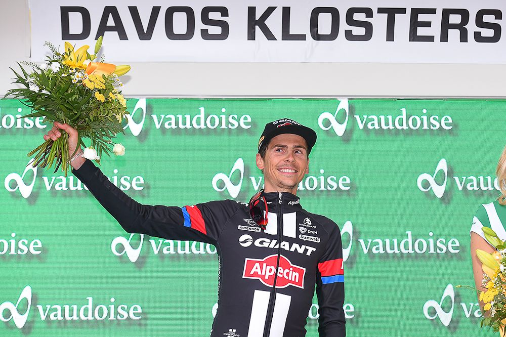 Warren Barguil (Team Giant-Alpecin) on the final podium at Tour de Suisse
