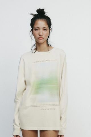 Zara Landscape Text T-shirt