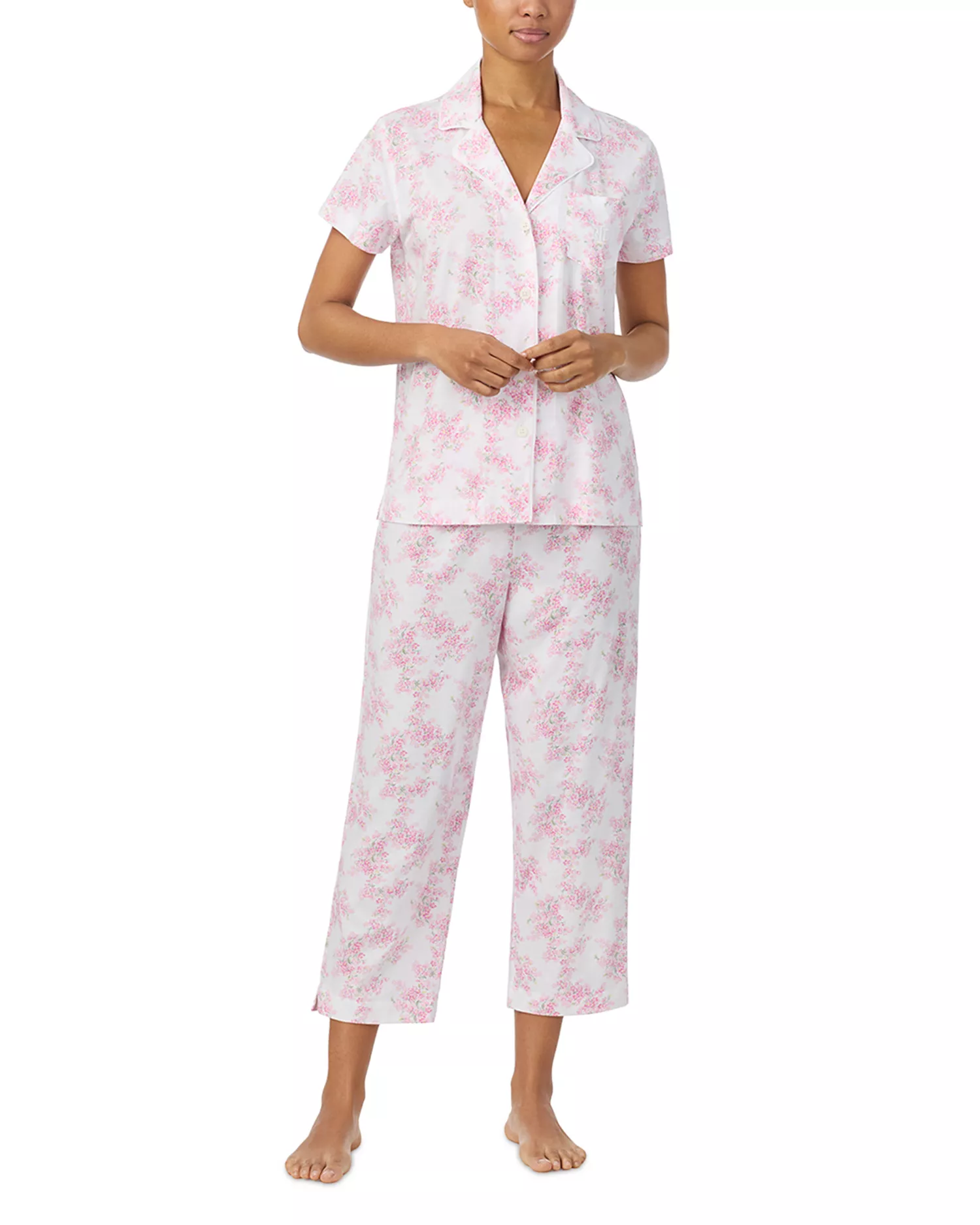 Ralph Lauren Ruffled Shirt &amp;amp; Pants Pajama Set