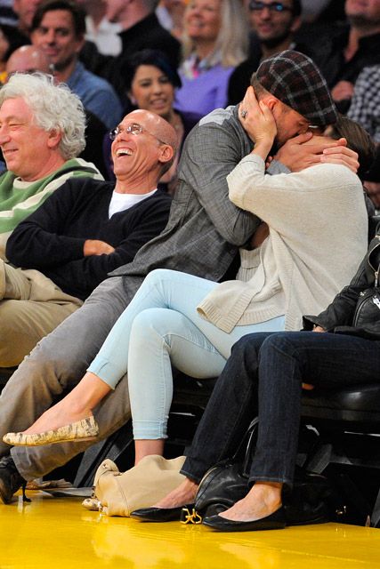 Justin Timberlake and Jessica Biel at an LA Lakers basketball game