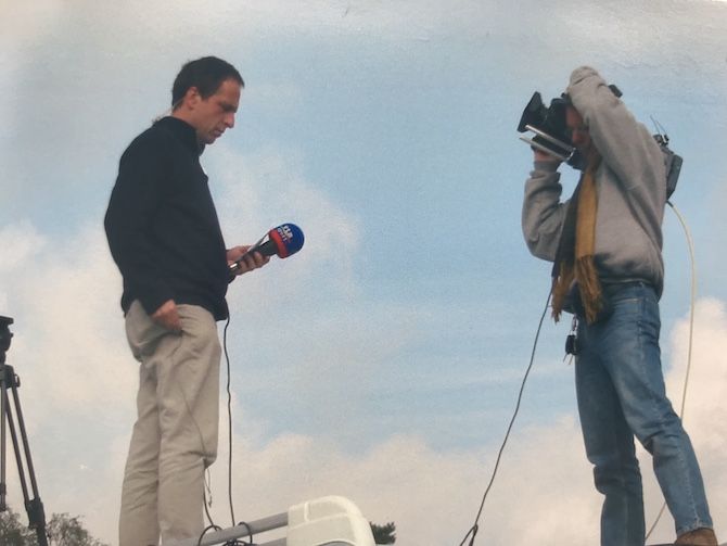 Philippe Maertens readies himself for a VTM TV piece