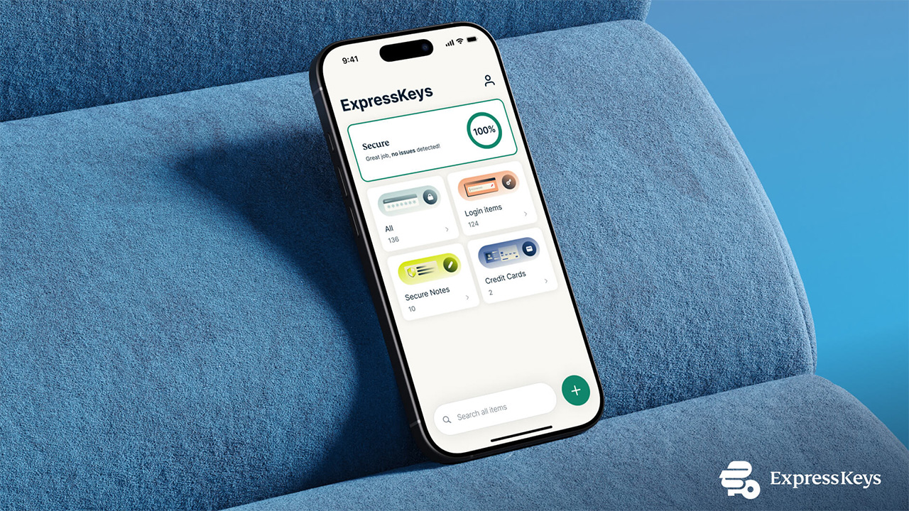 ExpressKeys app homescreen open on an iPhone