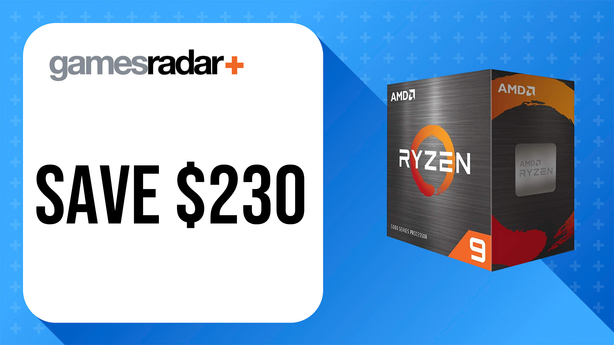 AMD Ryzen 9 5900X CPU deal image with $230 saving stamp