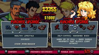 Purchase upgrade screen in Double Dragon Gaiden Rise of the Dragons