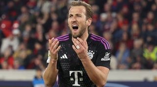 Harry Kane reacts during Bayern Munich's 2-2 draw against Freiburg in March 2024.