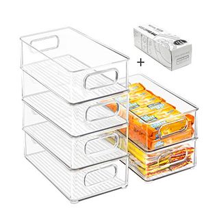 Stackable Refrigerator Organizer Bins, 6 Pack Clear 