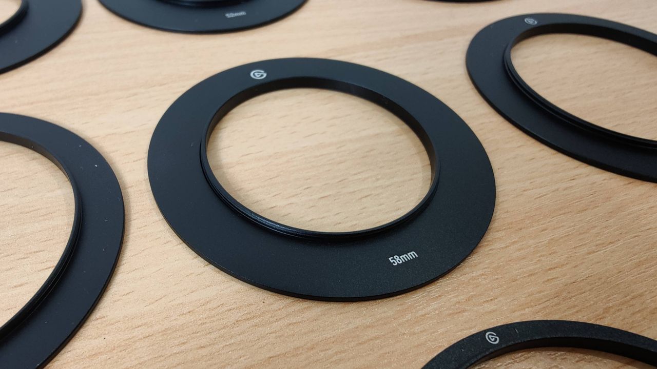 Close up of adapter rings for the Elgato Prompter