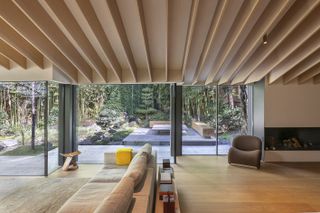kenzo house living space with timber ceiling