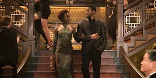 Nakia and T'Challa dressed up in Black Panther