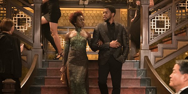 Nakia and T&#039;Challa dressed up in Black Panther