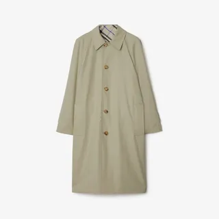 Reversible Long Gabardine Car Coat in Lichen - Women, Cotton | Burberry® Official