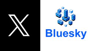 X logo and BlueSky logo