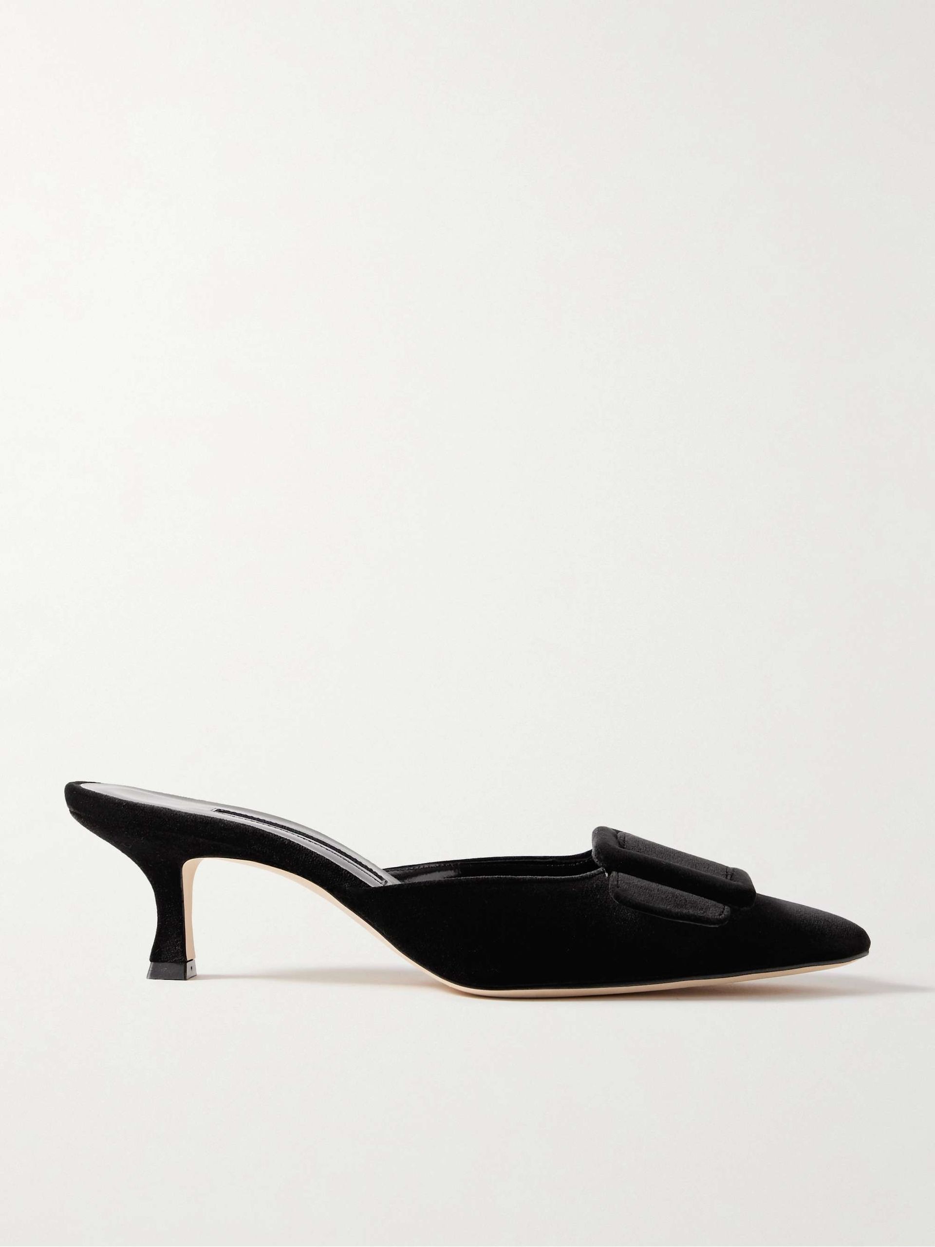Maysale 50 Buckled Velvet Mules