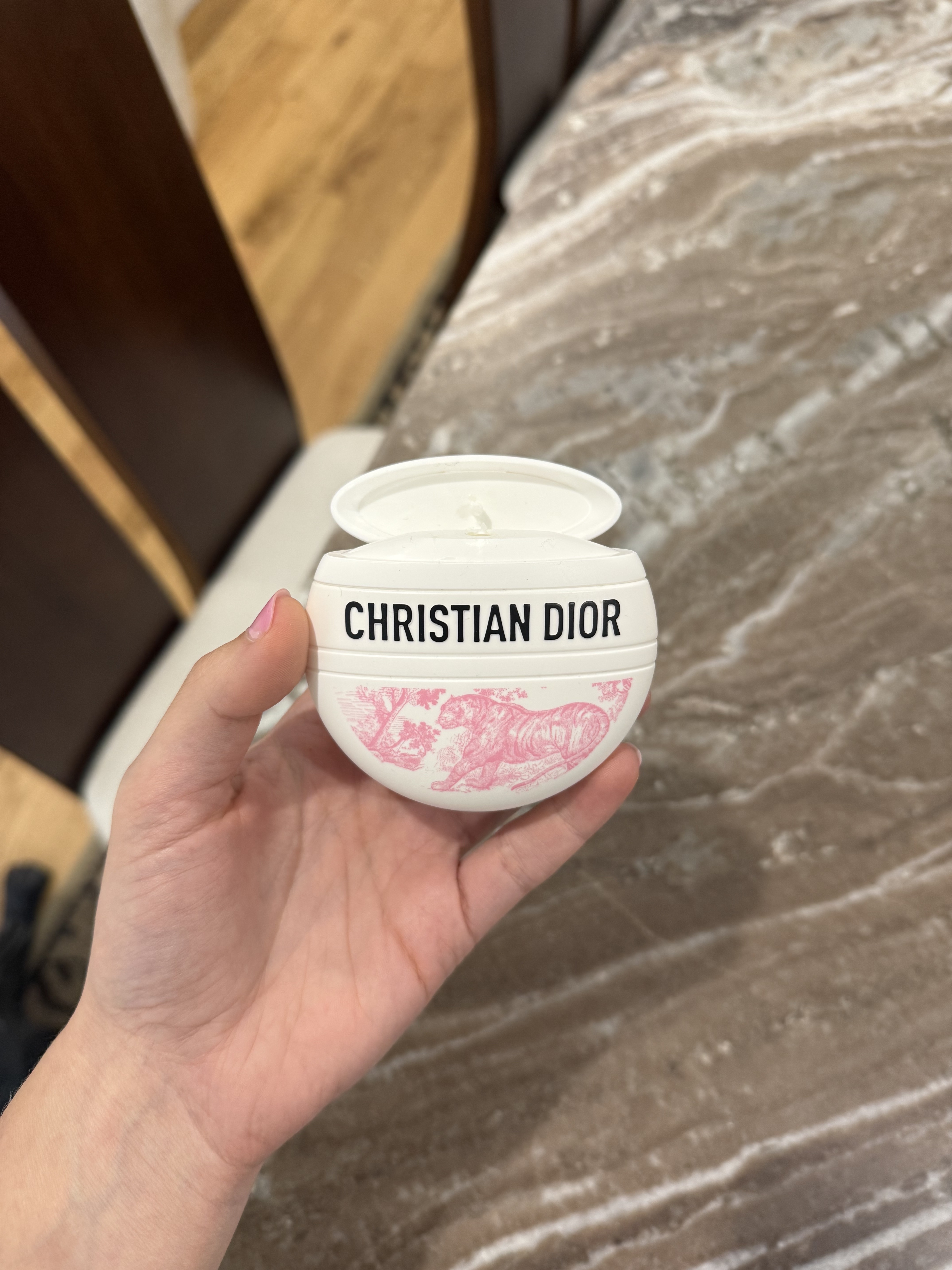 Jamie Schneider testing Dior&#039;s hand cream.
