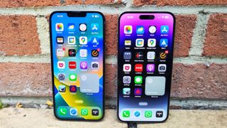 The iPhone 13 Pro Max (left) and the iPhone 14 Pro Max