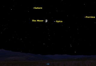 Saturn, Moon, and Spica on June 18, 2013