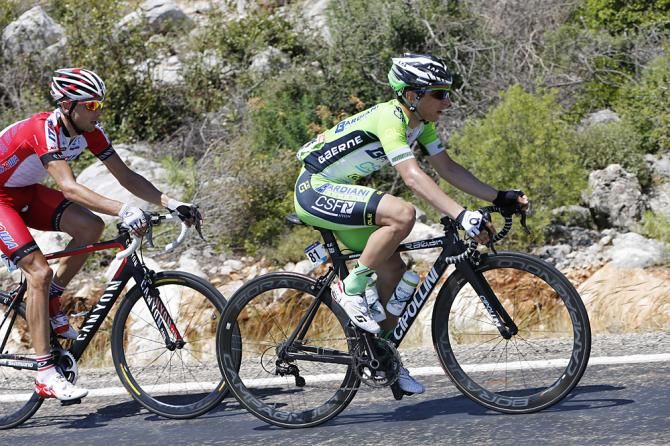 Enrico Barbin (Bardiani - CSF) leads Katusha on the climb