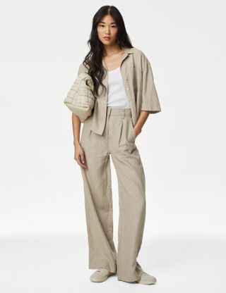 M&S Collection, Pure Linen Wide Leg Trousers