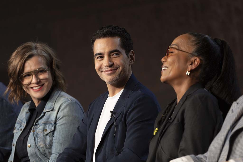 (From l.): Liz Heldens, Ramon Rodriguez and Sonja Sohn of ABC&rsquo;s Will Trent at the network&rsquo;s TCA Winter Press Tour press conference.