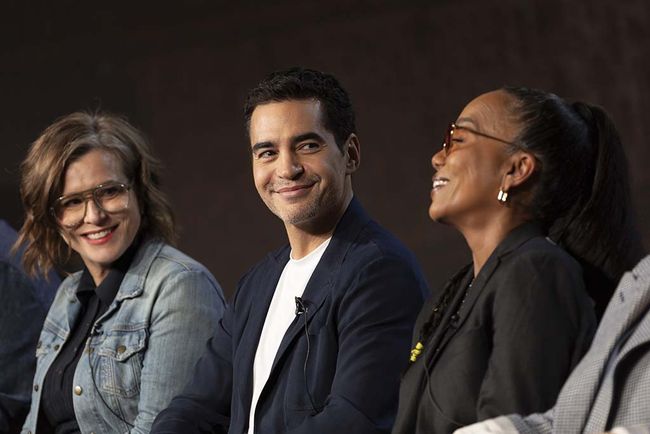 (From l.): Liz Heldens, Ramon Rodriguez and Sonja Sohn of ABC&rsquo;s Will Trent at the network&rsquo;s TCA Winter Press Tour press conference.