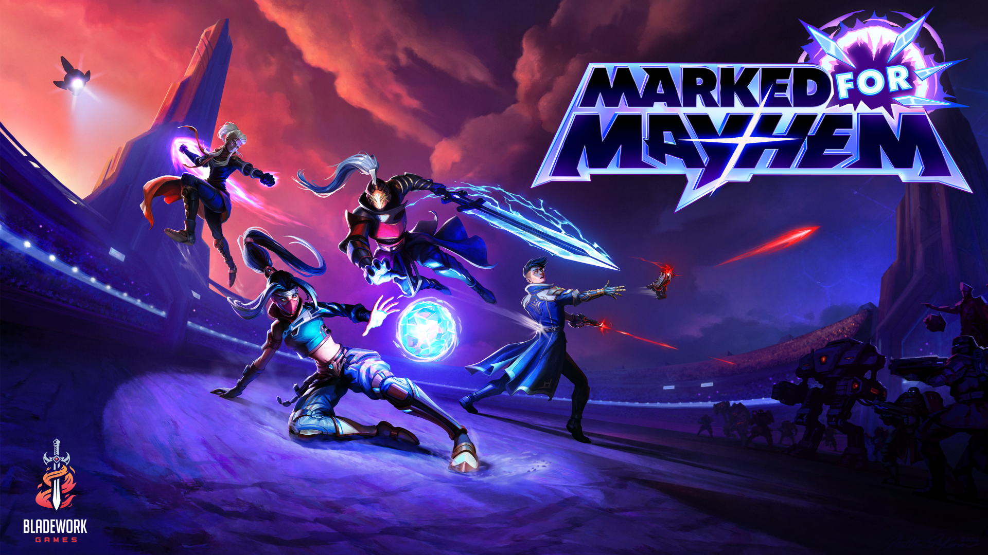 Marked for Mayhem key art with logo