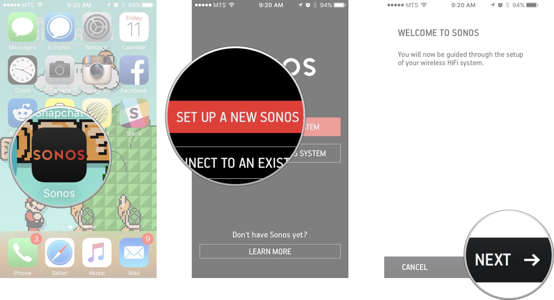 Launch the Sonos Controller app. Tap set up a new Sonos system, and then tap next.
